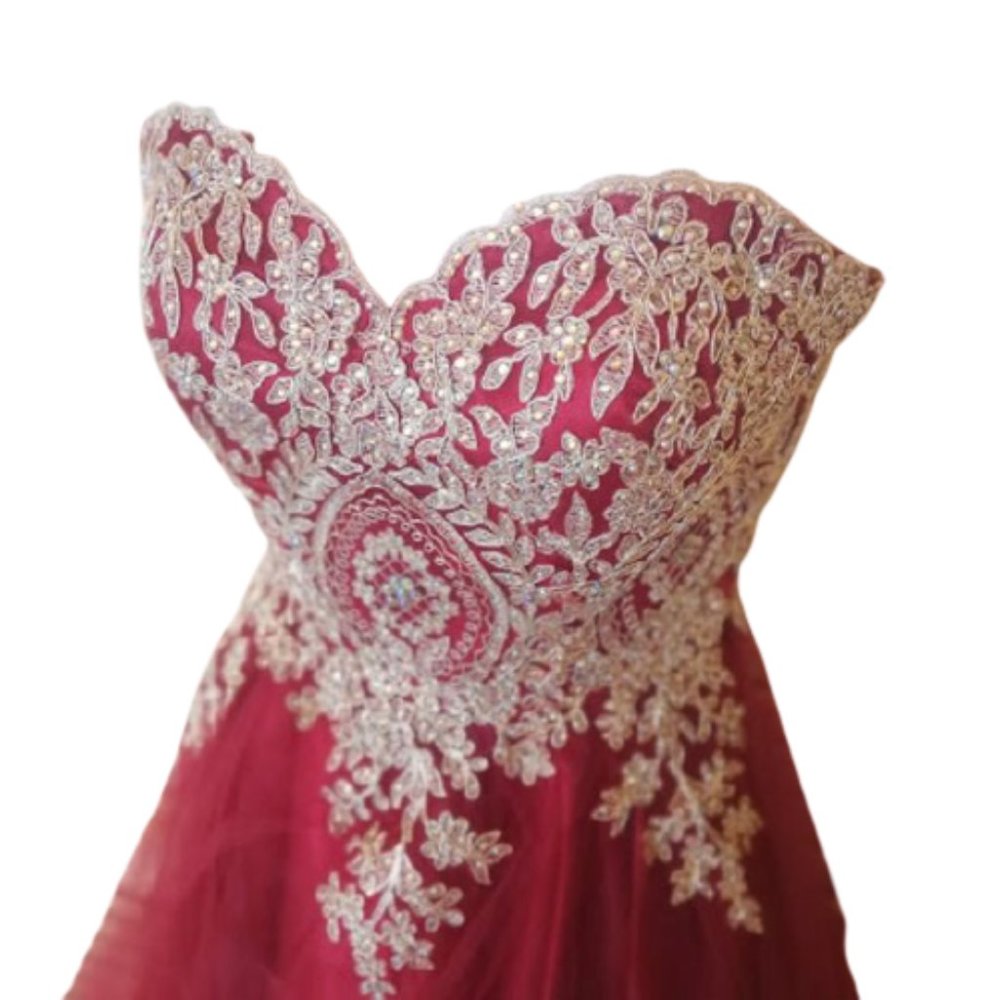 Red Gold Ball Gown Prom Dress Size Small